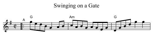 Swinging on a Gate - staff notation