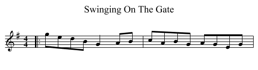 Swinging On The Gate - staff notation