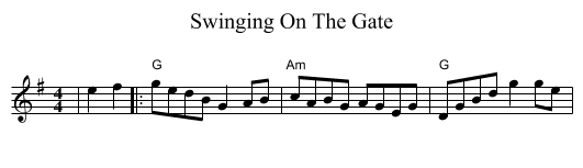Swinging On The Gate - staff notation