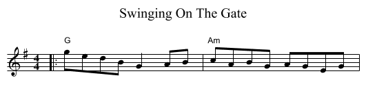 Swinging On The Gate - staff notation