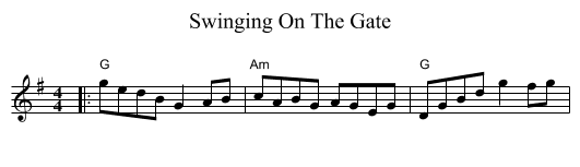 Swinging On The Gate - staff notation