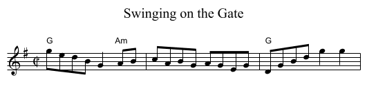 Swinging on the Gate - staff notation