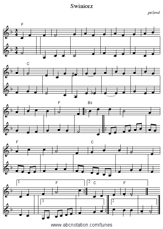 Swiniorz - staff notation