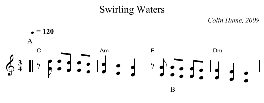 Swirling Waters - staff notation