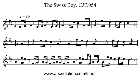 Swiss Boy. CJF.054, The - staff notation