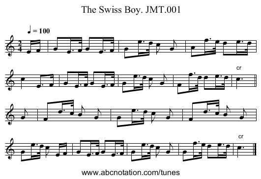 Swiss Boy. JMT.001, The - staff notation