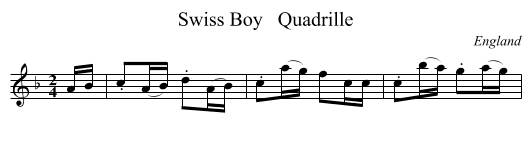 Swiss Boy   Quadrille - staff notation