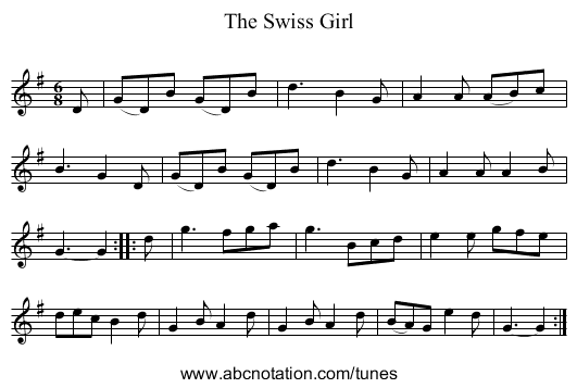 Swiss Girl, The - staff notation