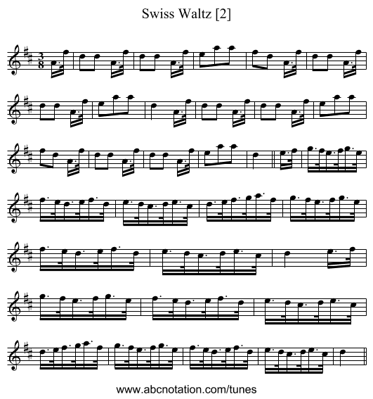 Swiss Waltz [2] - staff notation
