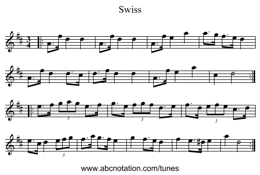 Swiss - staff notation