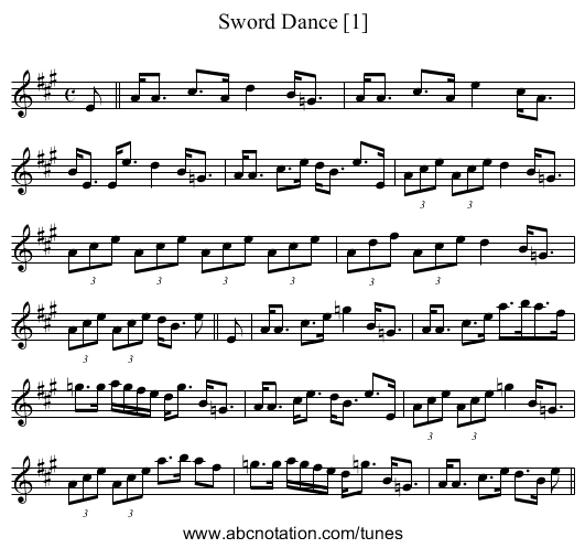 Sword Dance [1] - staff notation