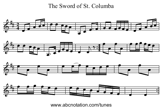Sword of St. Columba, The - staff notation