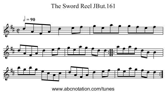 Sword Reel JBut.161, The - staff notation
