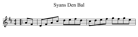 Syans Den Bal - staff notation