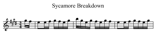 Sycamore Breakdown - staff notation