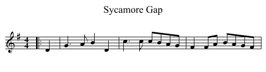 Sycamore Gap - staff notation