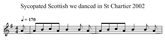 Sycopated Scottish we danced in St Chartier 2002 - staff notation