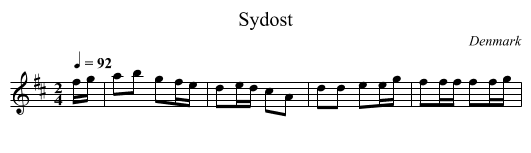 Sydost - staff notation