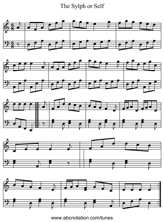 Sylph or Self, The - staff notation