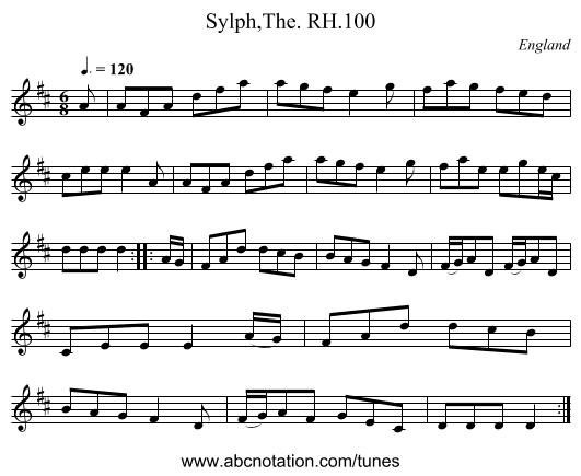 Sylph,The. RH.100 - staff notation