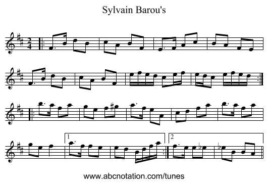 Sylvain Barou's - staff notation