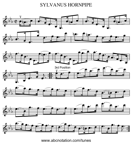 SYLVANUS HORNPIPE - staff notation