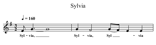 Sylvia - staff notation