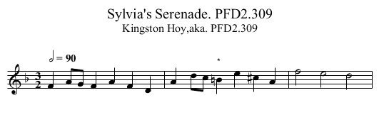 Sylvia's Serenade. PFD2.309 - staff notation