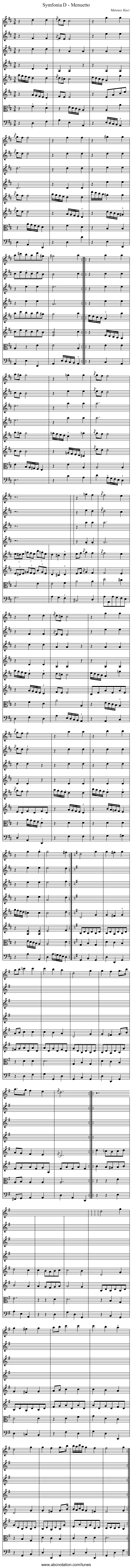 Symfonia D - Menuetto - staff notation