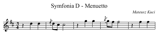 Symfonia D - Menuetto - staff notation