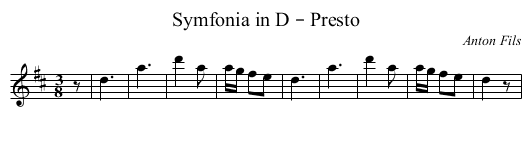 Symfonia in D – Presto - staff notation