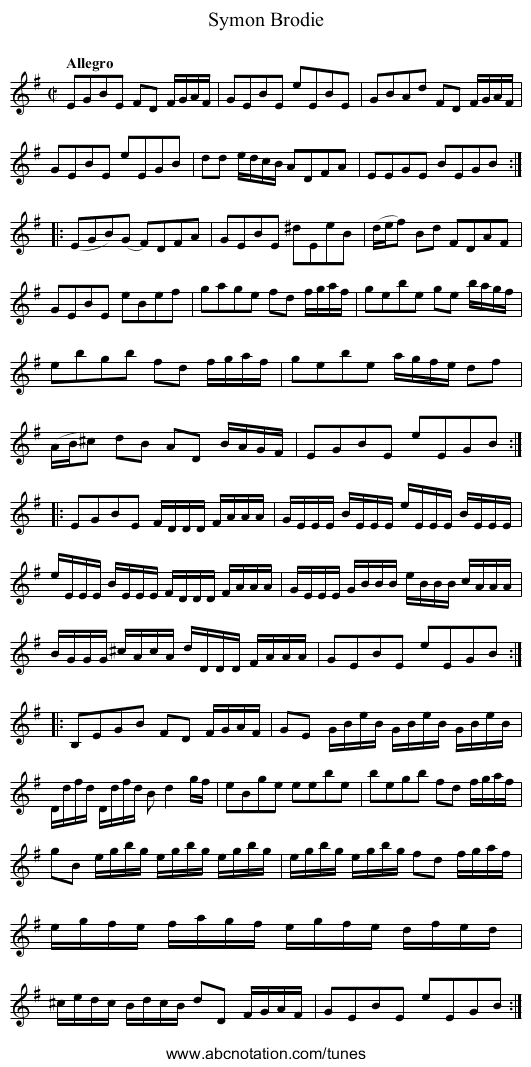 Symon Brodie - staff notation