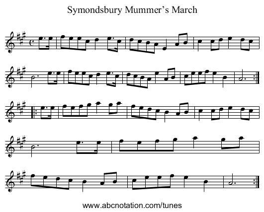 Symondsbury Mummer’s March - staff notation