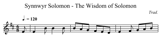 Synnwyr Solomon - The Wisdom of Solomon - staff notation
