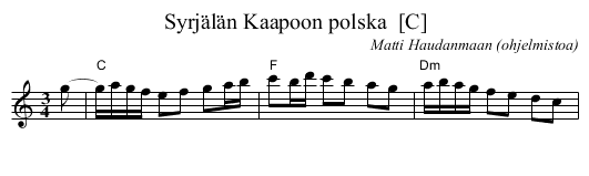 Syrj&auml;l&auml;n Kaapoon polska  [C] - staff notation