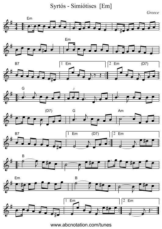 Syrt&oacute;s - Simi&oacute;tises  [Em] - staff notation