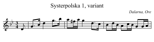 Systerpolska 1, variant - staff notation