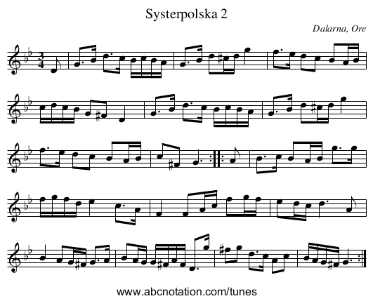 Systerpolska 2 - staff notation