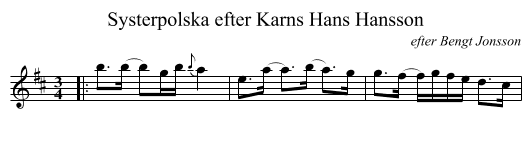 Systerpolska efter Karns Hans Hansson - staff notation