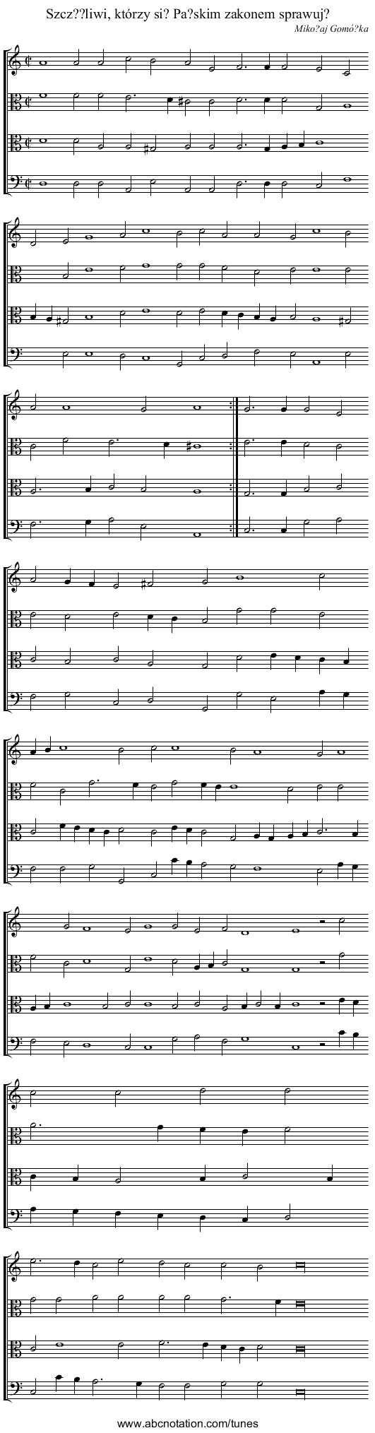 Szcz??liwi, którzy si? Pa?skim zakonem sprawuj? - staff notation