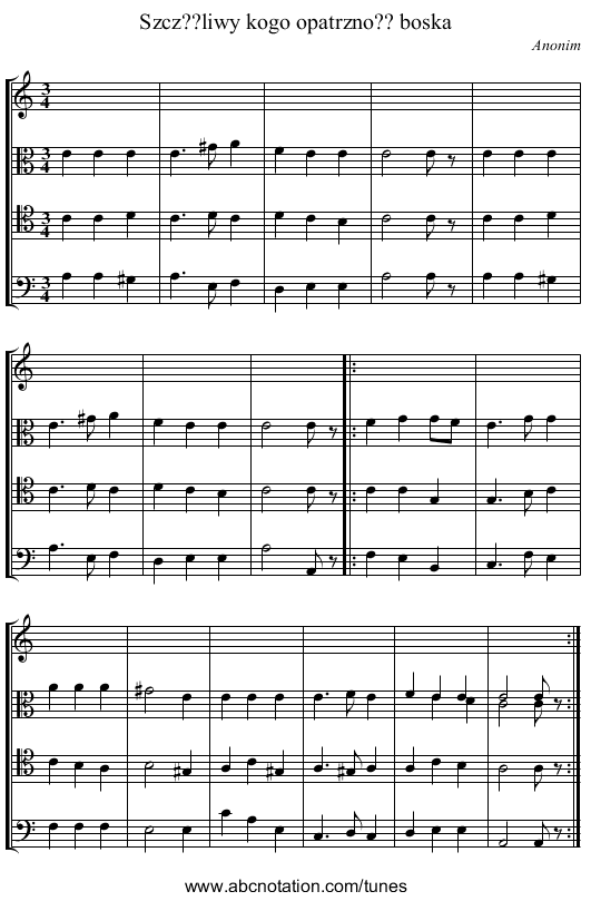 Szcz??liwy kogo opatrzno?? boska - staff notation
