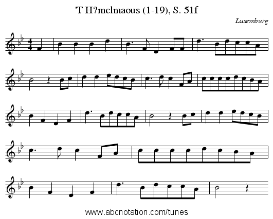 'T H?melmaous (1-19), S. 51f - staff notation