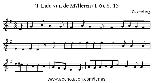 'T Lidd vun de M?lleren (1-6), S. 15 - staff notation