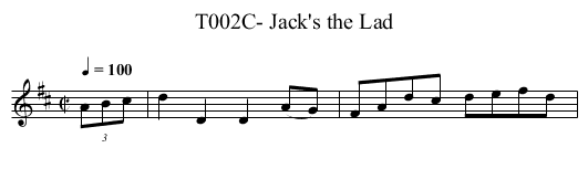 T002C- Jack's the Lad - staff notation