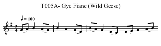 T005A- Gye Fiane (Wild Geese) - staff notation