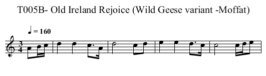 T005B- Old Ireland Rejoice (Wild Geese variant -Moffat) - staff notation