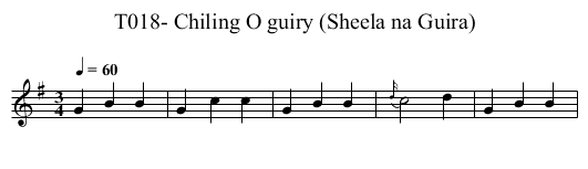 T018- Chiling O guiry (Sheela na Guira) - staff notation