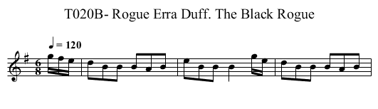 T020B- Rogue Erra Duff. The Black Rogue - staff notation