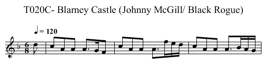 T020C- Blarney Castle (Johnny McGill/ Black Rogue) - staff notation