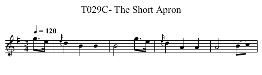 T029C- The Short Apron - staff notation